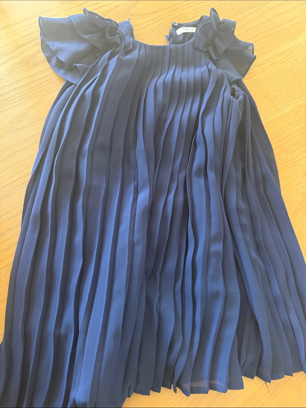 Mayoral Navy Blue Pleated Formal Girl's Dress
